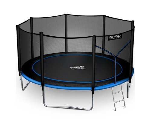 Батут Neo-Sport NS-12Z221 з зовнішньою сіткою12 футів 374 см, чорно-синій