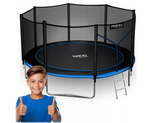 Батут Neo-Sport NS-12Z221 з зовнішньою сіткою12 футів 374 см, чорно-синій