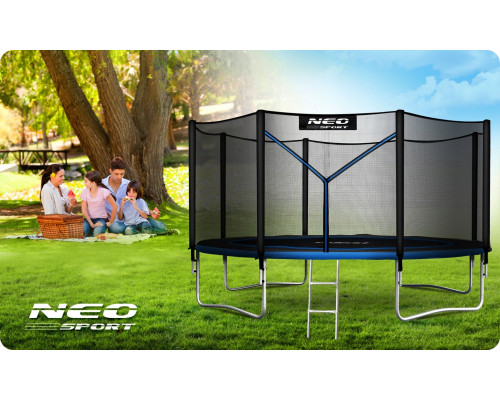 Батут Neo-Sport NS-12Z221 з зовнішньою сіткою12 футів 374 см, чорно-синій