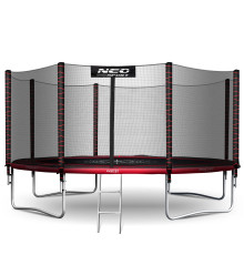 Батут Neo-Sport NS-13Z241 з зовнішньою сіткою 13 футів 404 см, чорно-червоний