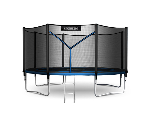 Батут Neo-Sport NS-13Z221 з зовнішньою сіткою 13 футів 404 см, чорно-синя