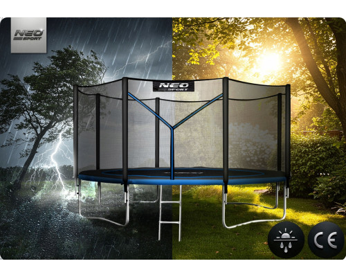 Батут Neo-Sport NS-13Z221 з зовнішньою сіткою 13 футів 404 см, чорно-синя