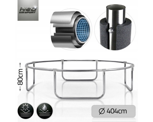 Батут Neo-Sport NS-13Z221 з зовнішньою сіткою 13 футів 404 см, чорно-синя