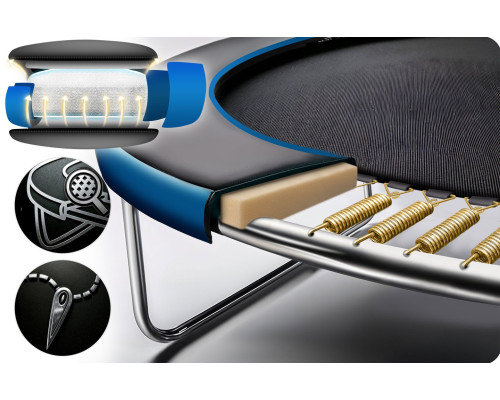 Батут Neo-Sport NS-13Z221 з зовнішньою сіткою 13 футів 404 см, чорно-синя