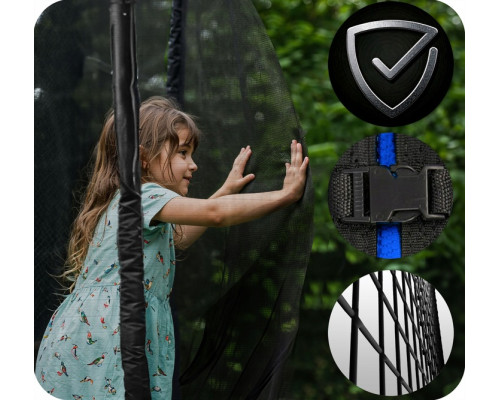 Батут Neo-Sport NS-13Z221 з зовнішньою сіткою 13 футів 404 см, чорно-синя