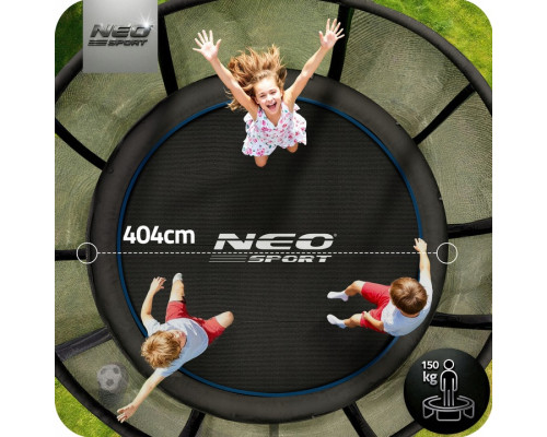 Батут Neo-Sport NS-13Z221 з зовнішньою сіткою 13 футів 404 см, чорно-синя