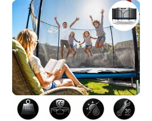 Батут Neo-Sport NS-13Z221 з зовнішньою сіткою 13 футів 404 см, чорно-синя