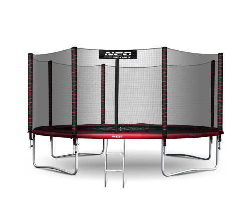 Батут Neo-Sport NS-14Z241 з зовнішньою сіткою 14 футів 435 см, чорно-червоний