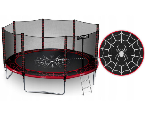 Батут Neo-Sport NS-14Z241 з зовнішньою сіткою 14 футів 435 см, чорно-червоний