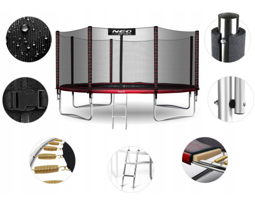 Батут Neo-Sport NS-14Z241 з зовнішньою сіткою 14 футів 435 см, чорно-червоний