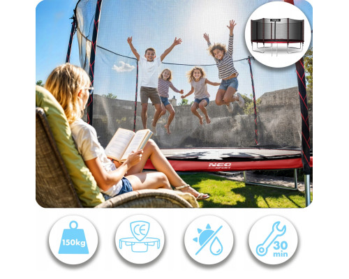 Батут Neo-Sport NS-14Z241 з зовнішньою сіткою 14 футів 435 см, чорно-червоний