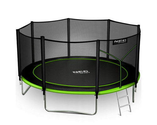 Батут Neo-Sport NS-14Z231 з зовнішньою сіткою 14 футів 435 см, чорно-зелений