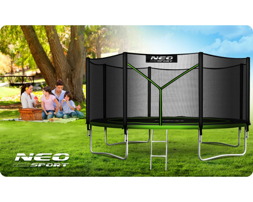 Батут Neo-Sport NS-14Z231 з зовнішньою сіткою 14 футів 435 см, чорно-зелений