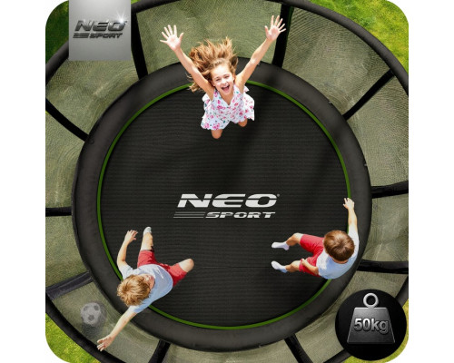 Батут Neo-Sport NS-06Z231 з зовнішньою сіткою 6 футів 183 см, чорно-зелений
