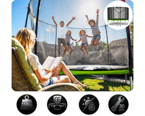 Батут Neo-Sport NS-06Z231 з зовнішньою сіткою 6 футів 183 см, чорно-зелений