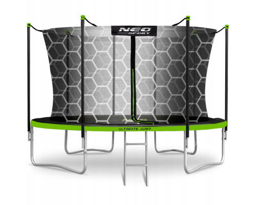 Батут Neo-Sport NS-15Z241 з внутрішньою сіткою 15 футів 465 см, чорно-зелений