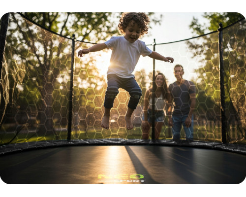 Батут Neo-Sport NS-15Z241 з внутрішньою сіткою 15 футів 465 см, чорно-зелений