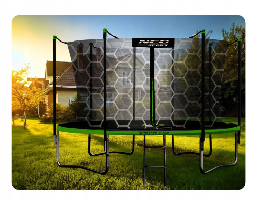 Батут Neo-Sport NS-15Z241 з внутрішньою сіткою 15 футів 465 см, чорно-зелений