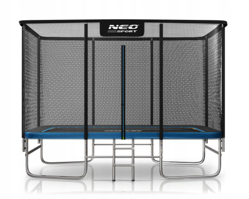 Батут Neo-Sport з зовнішньою сіткою 12 x 8 футів 244 х 366 см, чорно-синій