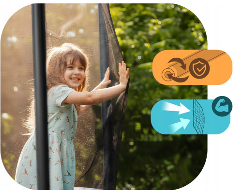 Батут Neo-Sport з зовнішньою сіткою 12 x 8 футів 244 х 366 см, чорно-синій