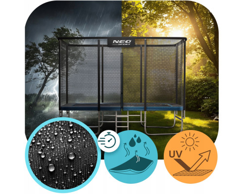 Батут Neo-Sport з зовнішньою сіткою 12 x 8 футів 244 х 366 см, чорно-синій