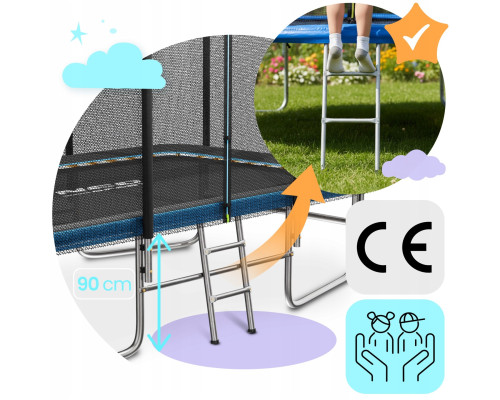 Батут Neo-Sport з зовнішньою сіткою 14 x 10 футів 427 x 305 см, чорно-синій