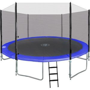 Батут SkyRamiz з зовнішньою сіткою 12 футів 366 см чорно-синій