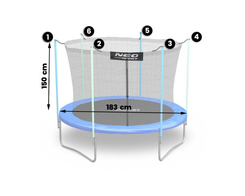 Внутрішня сітка для батута Neo-Sport 183 см 6 футів 6 стовпчиків