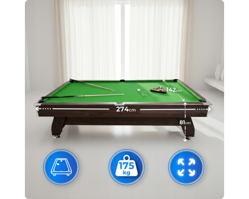 Більярдний стіл THUNDER BOLD-BROWN 9FT, 274 х 142 х 81 см
