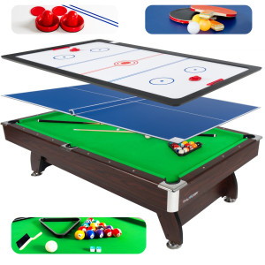 Більярдний стіл 3в1 THUNDER 8FT BOLD-BROWN з покриттям для аерохокею/пінг-понгу, 244 х 132 х 81 см