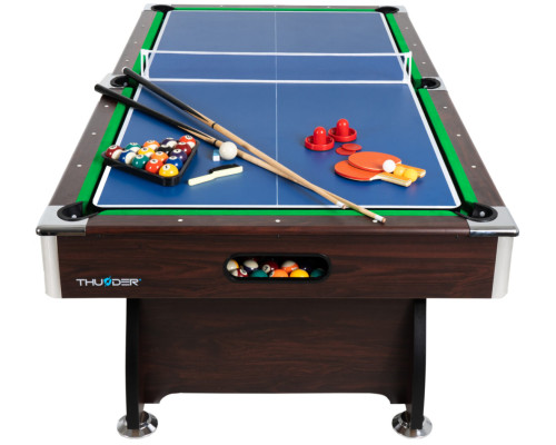 Більярдний стіл 3в1 THUNDER 8FT BOLD-BROWN з покриттям для аерохокею/пінг-понгу, 244 х 132 х 81 см