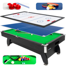 Більярдний стіл THUNDER з накриттям для аерохокею/пінг-понгу 9FT BOLD-BLACK