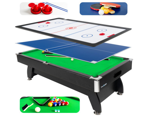 Більярдний стіл THUNDER з накриттям для аерохокею/пінг-понгу 9FT BOLD-BLACK