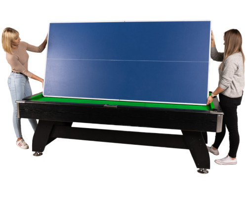 Більярдний стіл THUNDER з накриттям для аерохокею/пінг-понгу 9FT BOLD-BLACK