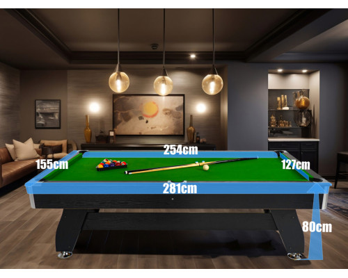 Більярдний стіл THUNDER з накриттям для аерохокею/пінг-понгу 9FT BOLD-BLACK