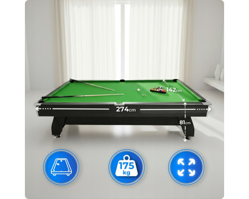 Більярдний стіл THUNDER BOLD-BLACK 9FT, 214 х 122 х 81 см