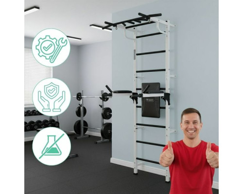 Шведська стінка Małpiszon Gamma Workout Grand 224 х 95 см з турніком та поручнями, біла