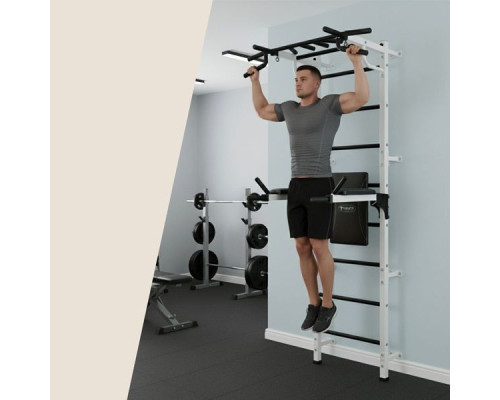 Шведська стінка Małpiszon Gamma Workout Grand 224 х 95 см з турніком та поручнями, біла