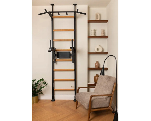 Шведська стінка BenchK 522 240 х 115,4 см з турніком та брусами, чорна
