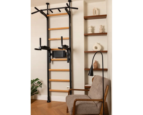 Шведська стінка BenchK 522 240 х 115,4 см з турніком та брусами, чорна