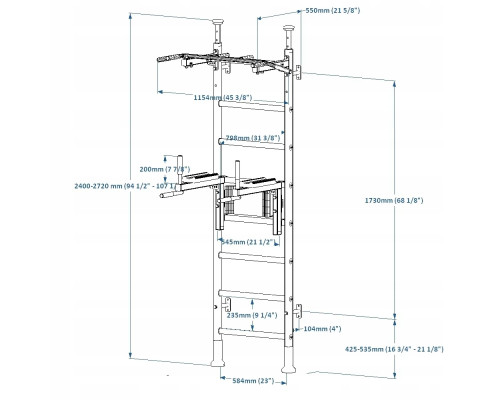 Шведська стінка BenchK 522 240 х 115,4 см з турніком та брусами, чорна