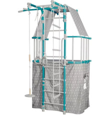 Шведська стінка Małpiszon Indigo Pastel 226 х 115 см з будиночком, бірюзова