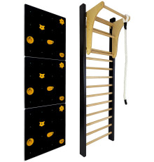 Шведська стінка UNDERFIT LEON 230 x 80 см з турніком та скеледромом, чорна