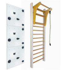 Шведська стінка UNDERFIT LEON 240 x 80 см з турніком та скеледромом, біла