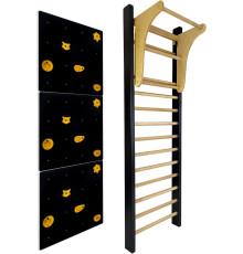 Шведська стінка UNDERFIT LEON 250 x 80 см з турніком та скеледромом, чорна