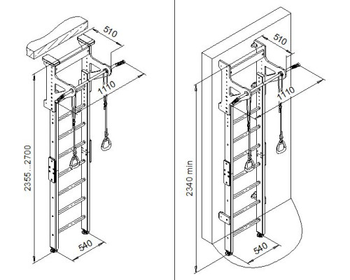 Шведська стінка Małpiszon Kometa Eco 1 234 х 111 см, біла