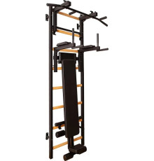 Шведська стінка BenchK 233В 230 х 116,5 см з турніком, брусами та лавою, чорна