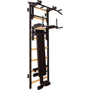 Шведська стінка BenchK 233В 230 х 116,5 см з турніком, брусами та лавою, чорна