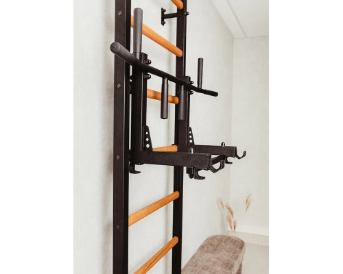 Шведська стінка BenchK 233В 230 х 116,5 см з турніком, брусами та лавою, чорна