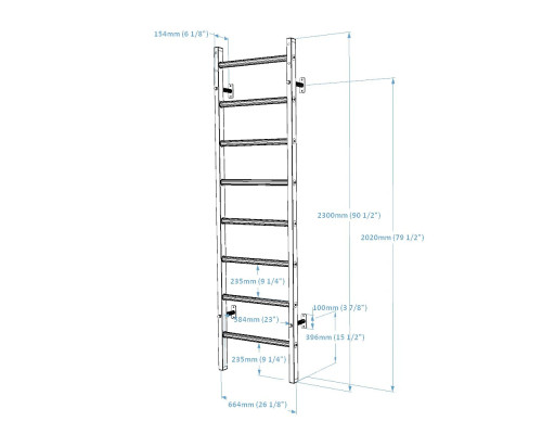 Шведська стінка BenchK 210B 230 х 67 см, чорна